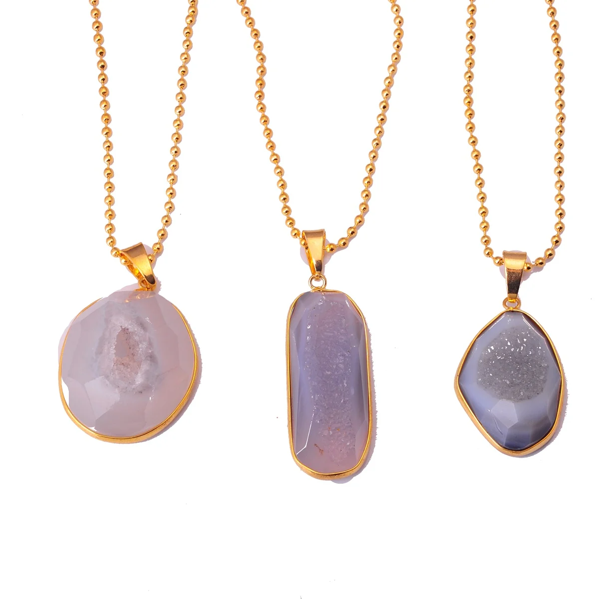 2019 Natural Stone Cave Crystal Pendant Plated Gold Gift For Women Girl Fashion Couple Rock Pendants | Украшения и аксессуары