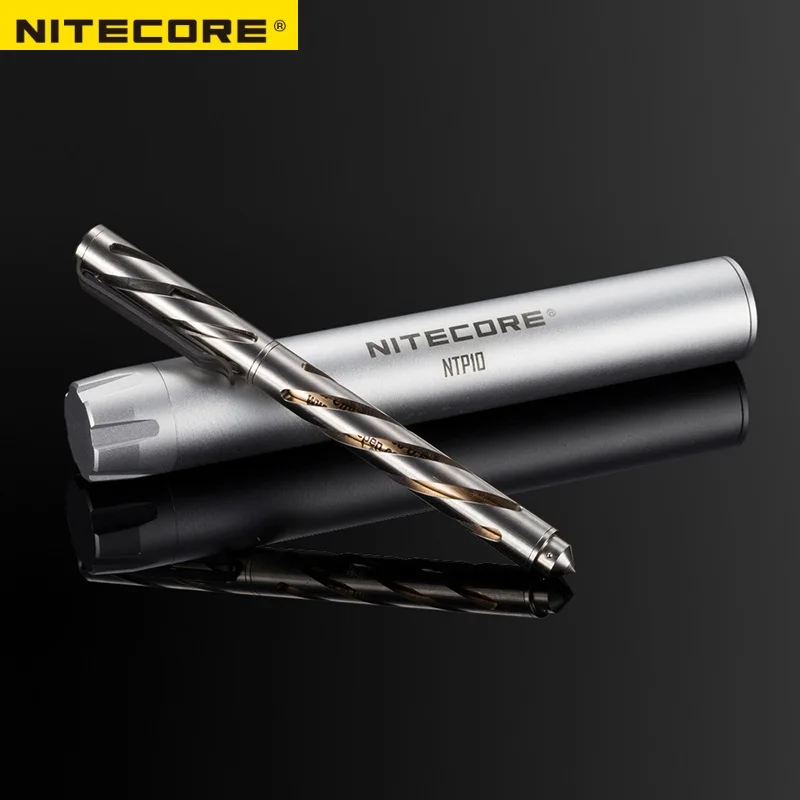 

NITECORE NTP10 Titanium Tactical Pen Hallow Carve Body Tungsten Steel Tapered Tip and Matt Aluminum Alloy Pen Case Difesa Tool