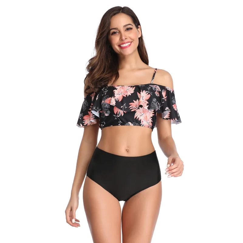 Женский купальник бикини 2019 женские купальники с высокой талией оборками