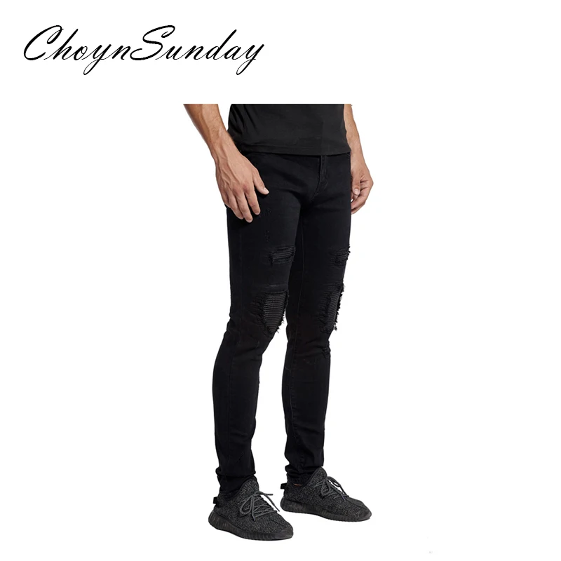 ChoynSunday 2018 новые трендовые локомотивы мужские джинсы кожаные Складки Звезда
