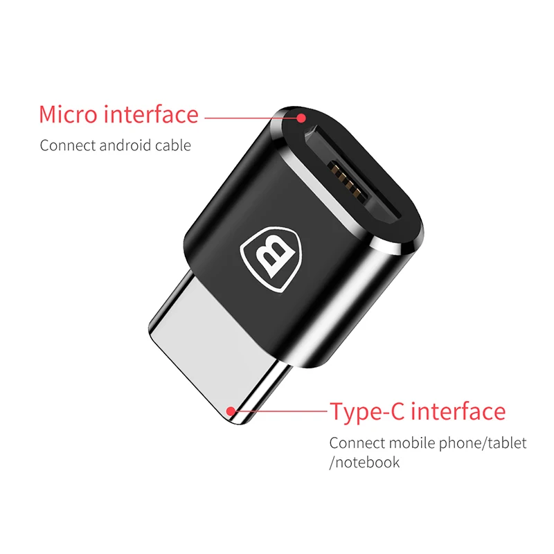 Адаптер Baseus OTG USB Type C с разъемом Micro для быстрой зарядки и передачи данных разъема