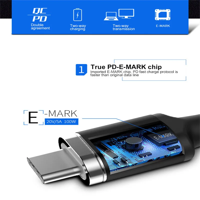 Кабель usb type-C, 1,8 м, магнитный кабель Usb C, 20 в, 5 А, кабель для быстрой зарядки и передачи данных USBC, поддержка QC PD для MacBook