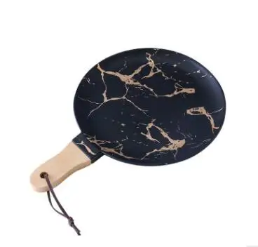 1pcs Lekoch креативная мраморная полоса большая прямоугольная и круглая керамическая тарелка для пиццы кухонная посуда фарфоровая суши-посуда - Цвет: 1pcs