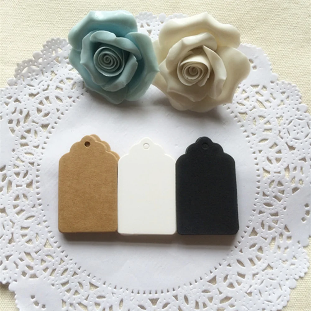 100Pcs Gift Tag Hang Wedding Paper Blank DIY Store Price Label Hemp Rope