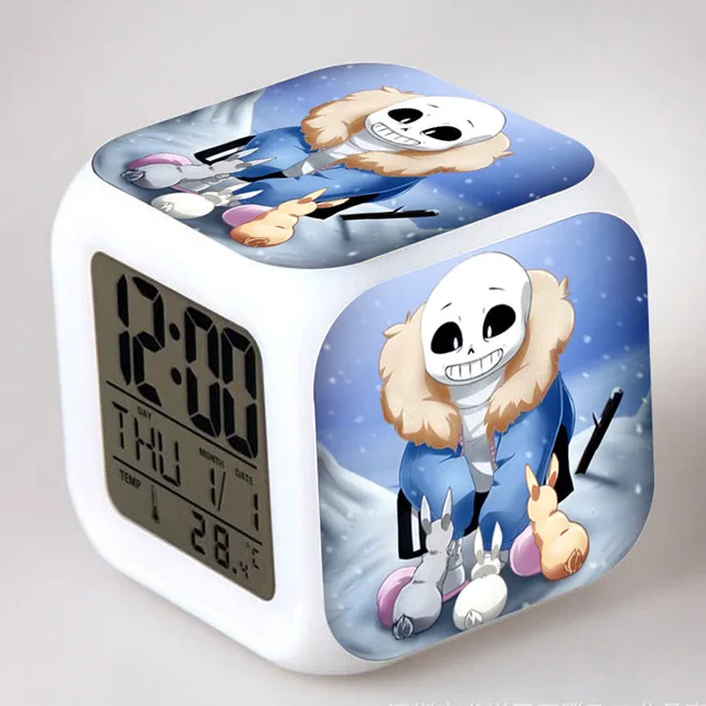 Фиолетовый Игровые часы Undertale светодиодный цифровой будильник цветной Flash reloj despertador Saat horloge digitale термометр часы для спальни - Цвет: Фиолетовый