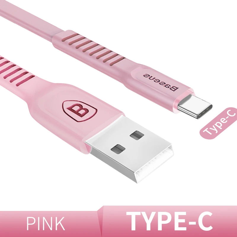Baseus usb type C кабель USBC Быстрая зарядка зарядное устройство USB-C type-c кабель для samsung S10 S9 S8 Xiaomi Mi 9 8 huawei OnePlus 6t 6 5t - Цвет: Pink