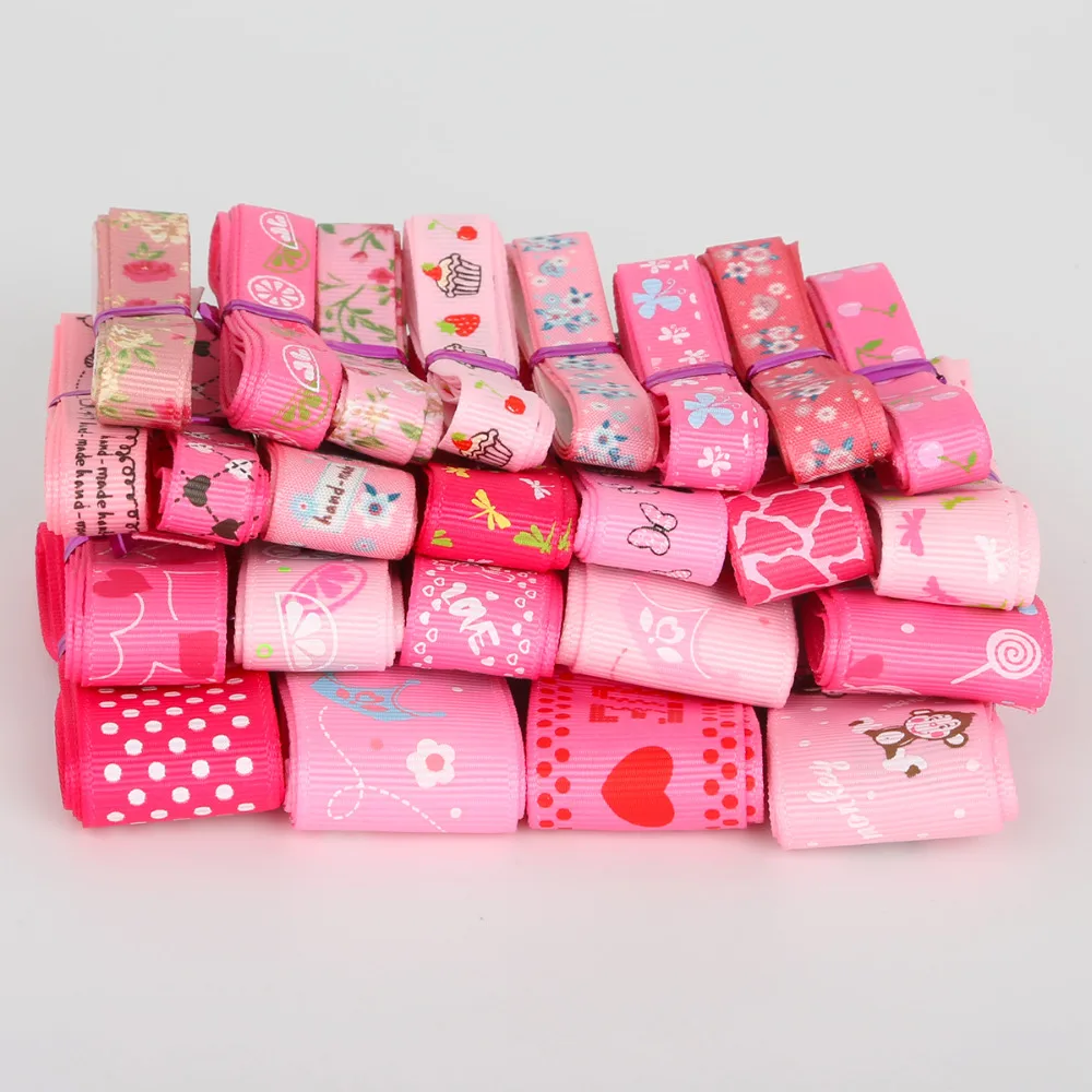 Смешанные 12 ярдов атласная лента корсажная с рисунками Красочные Для Свадебная