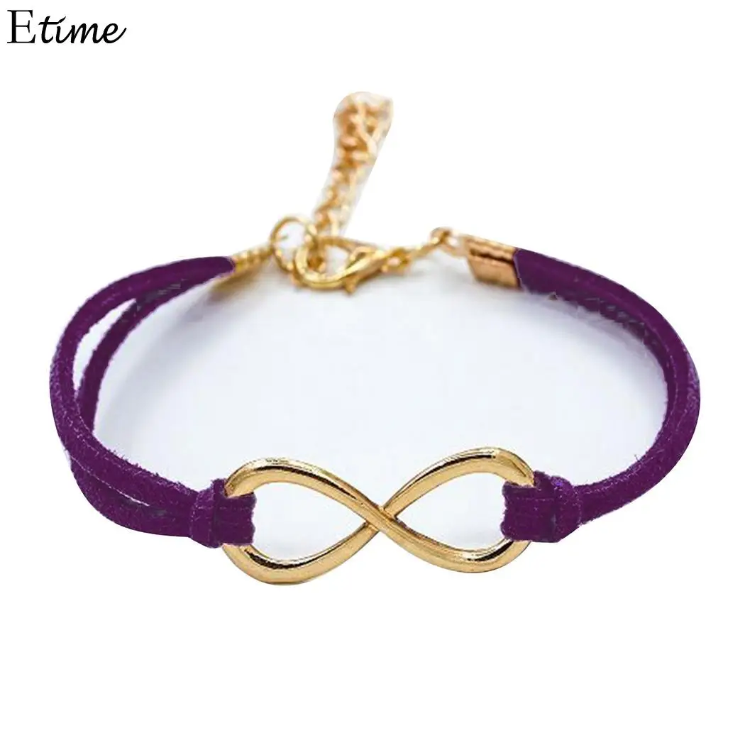 FANALA Европейский дешевые панк Модные Винтаж Бесконечность Кожаный браслет с