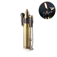 retro mini bullet lighters flame kerosene oil lighter keychain pendant cigarette fire metal gasoline cigar lighters men gadget
