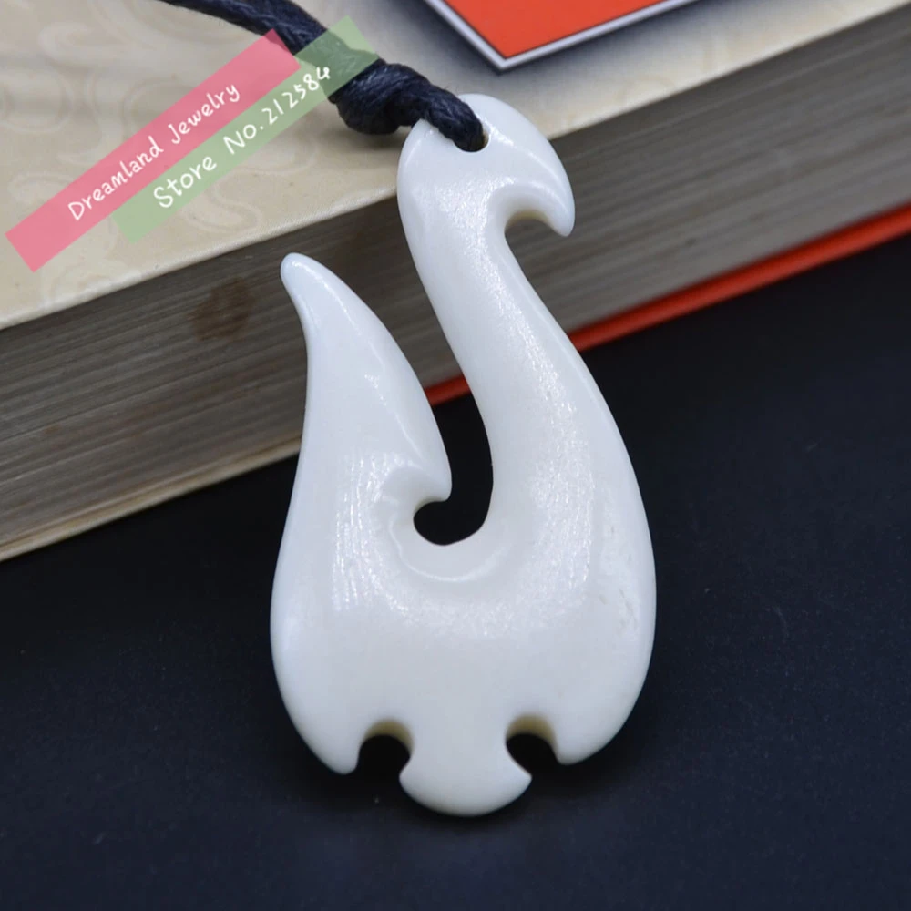 Бесплатная доставка 1 шт. Гавайская резная ручная работа бычья кость рыболовный