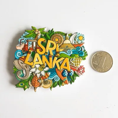 Srilanka Мир Путешествия Холодильник Магнит Путешествия Сувенир Холодильник стикер украшения 3D магнитная пряжка Малайзия Великобритания Таиланд Париж - Цвет: Srilanka