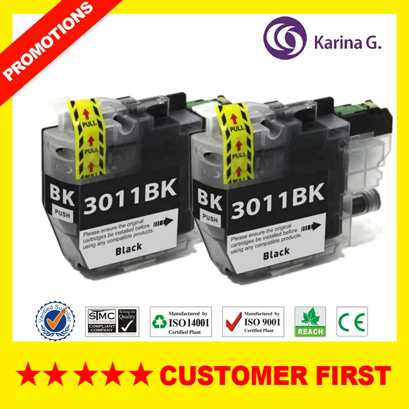 2PCS Black Совместимость для брата LC3011 картридж костюм для MFC-J491DW MFC-J497DW MFC-J690DW MFC-J895DW и т. д - Цвет: 2PCS Black