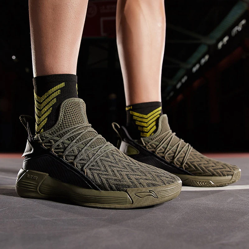 Li Ning/мужские баскетбольные кроссовки; коллекция года; сезон весна; Новинка; амортизирующая износостойкая Нескользящая трикотажная Баскетбольная обувь