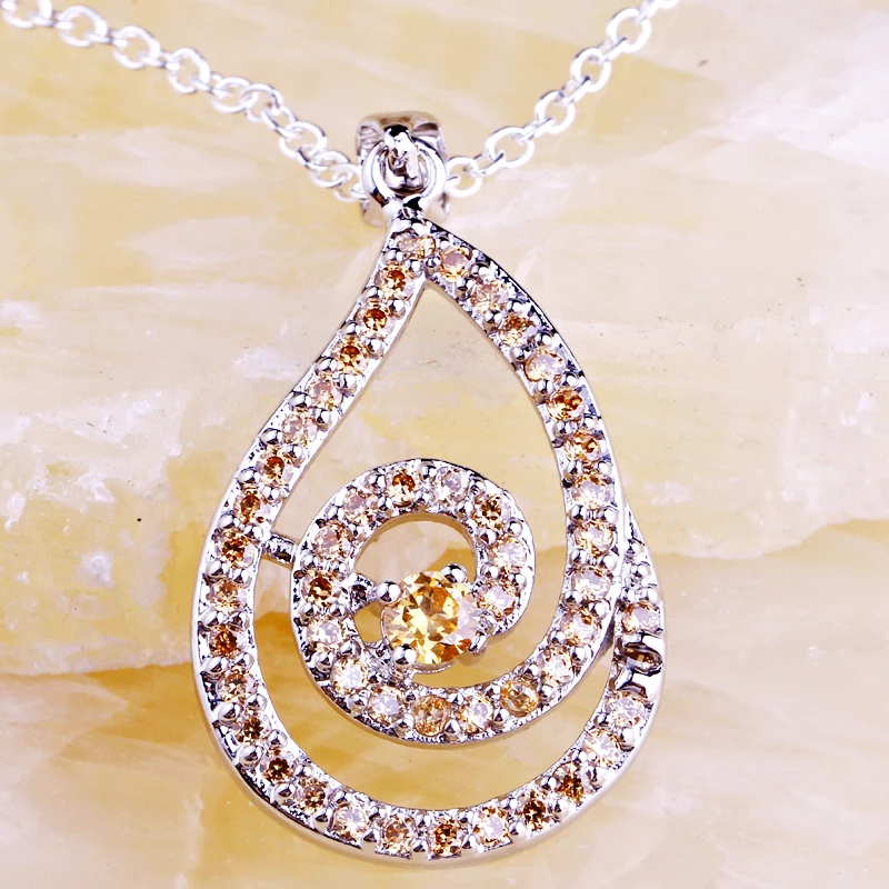 

JROSE Wholesale New Fashion Jewelry Delicate Created Morganite Silver Color Pendant No Chain Necklace Classic Women Gift