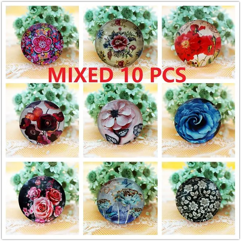 MIXED 10 PCS 10 шт./лот, Круглый, 8-20 мм, стеклянный кабошон для изготовления браслета, ожерелья, ювелирных изделий для женщин, серьги, булавки, брошь, рукоделие - Цвет: MIXED 10 PCS