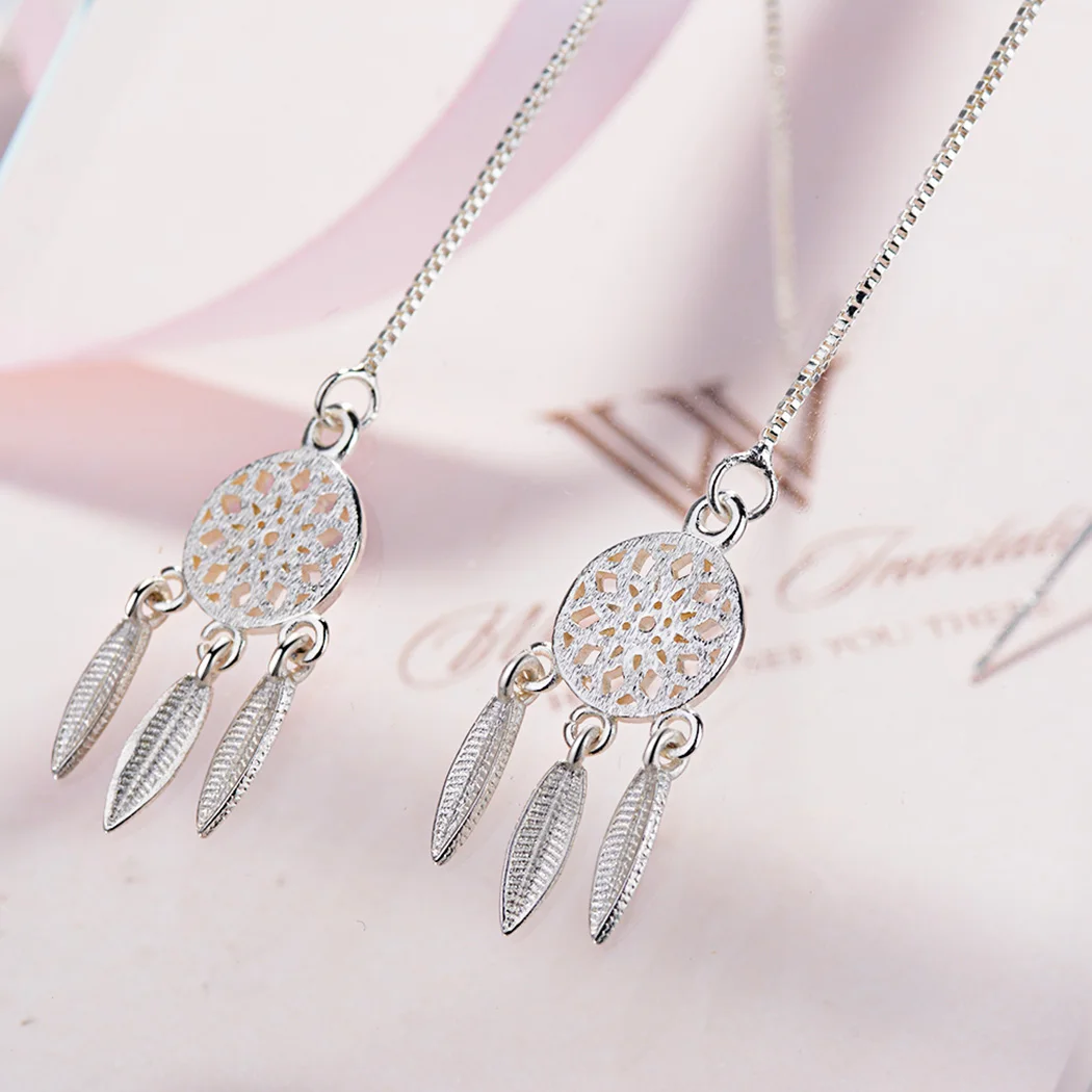 Женские серьги подвески с перьями Kinitial эффектные висячие цепочкой и кисточками