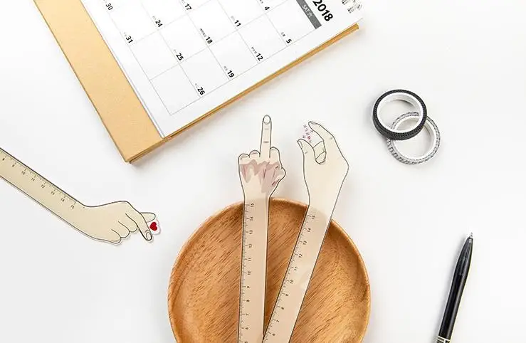 1 шт. Kawaii 15 см Акриловая рука жесты сердце палец измерительные прямые линейки Закладка чертежная Линейка Канцелярские принадлежности Школьные принадлежности