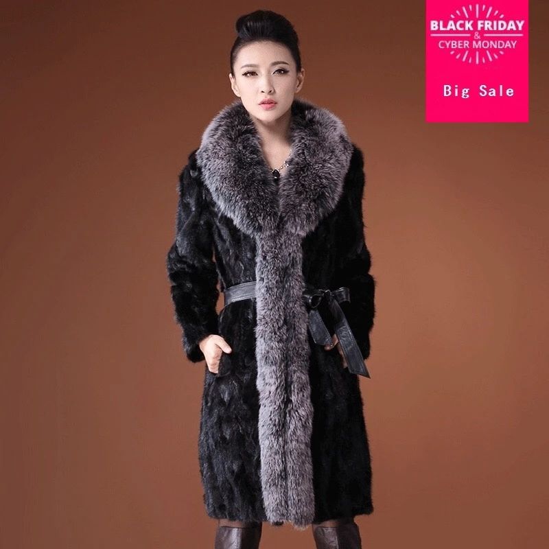 S-3XL Faux Fox Fur coat Women Winter Thick Warm fox Fur Fashion brand Luxury Fur stiching long Jacket Gilet Female wj1451