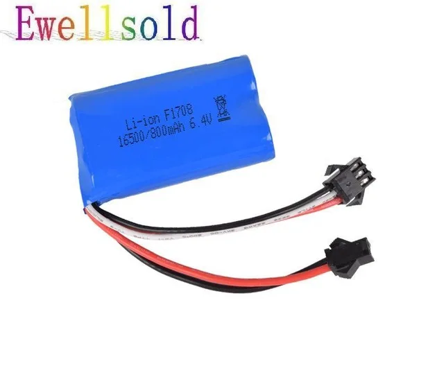 

6.4v 800mah 15C 16500 Li-ion Battery RC toys battery SM-4P with charger for remote control car ship drone 2pcs/lot