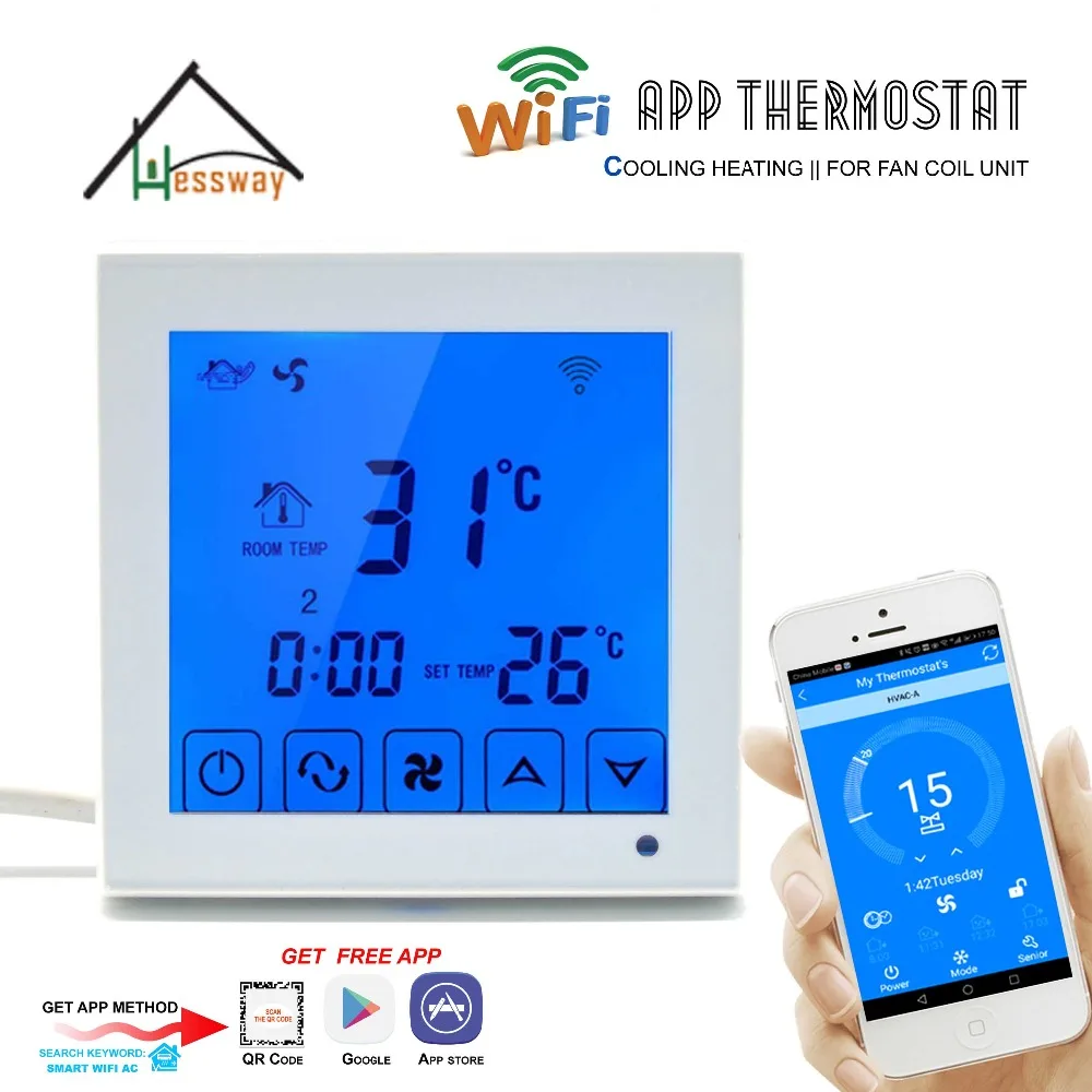 2P 4PIPE Thermoregulator room temperature digital programmable smart thermostat WIFI for fan coil unit  heat,cool