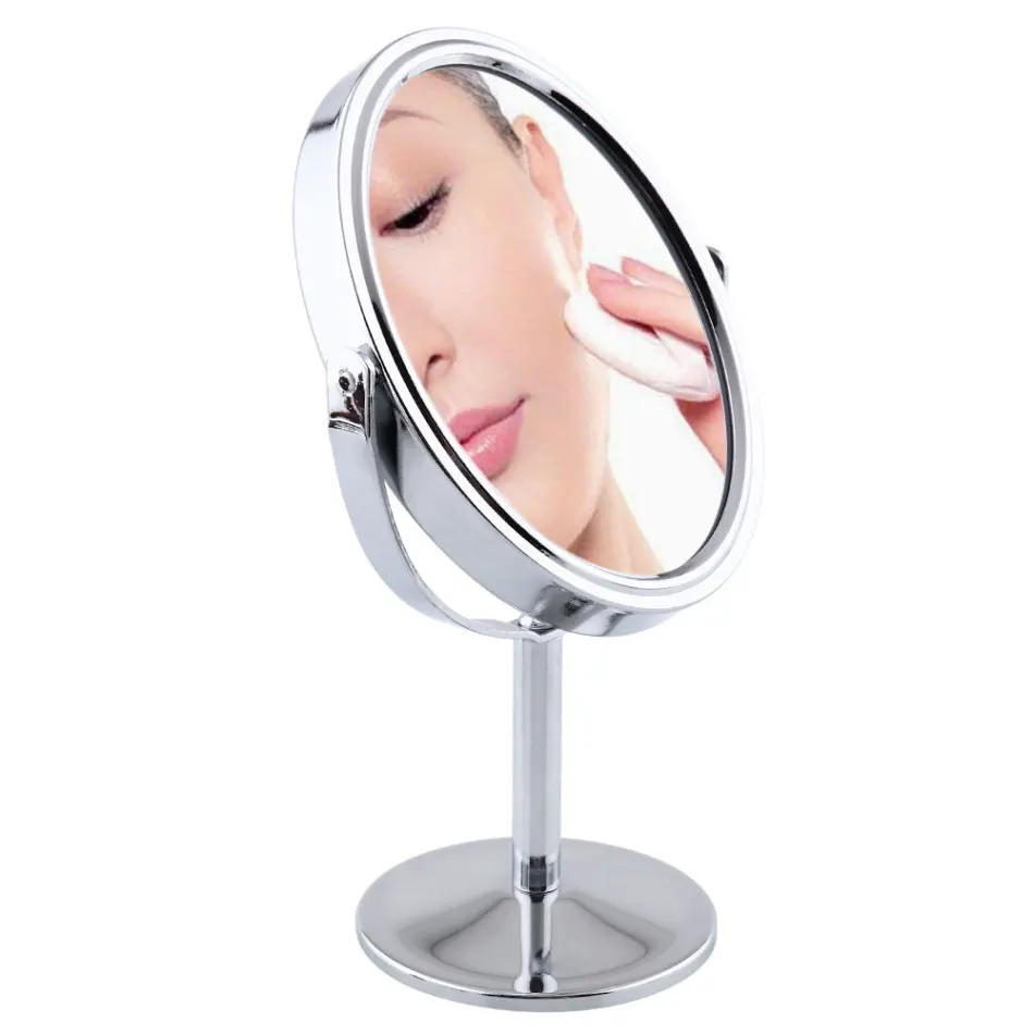 Фото Двухстороннее круглое зеркало для макияжа настольное с подставкой столешницы