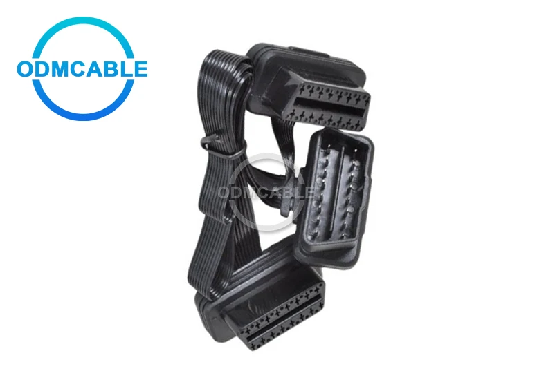 

30cm Ultra Low Profile Left or Right Angle OBD2 cable OBDII Y Splitter Flat Ribbon Cable