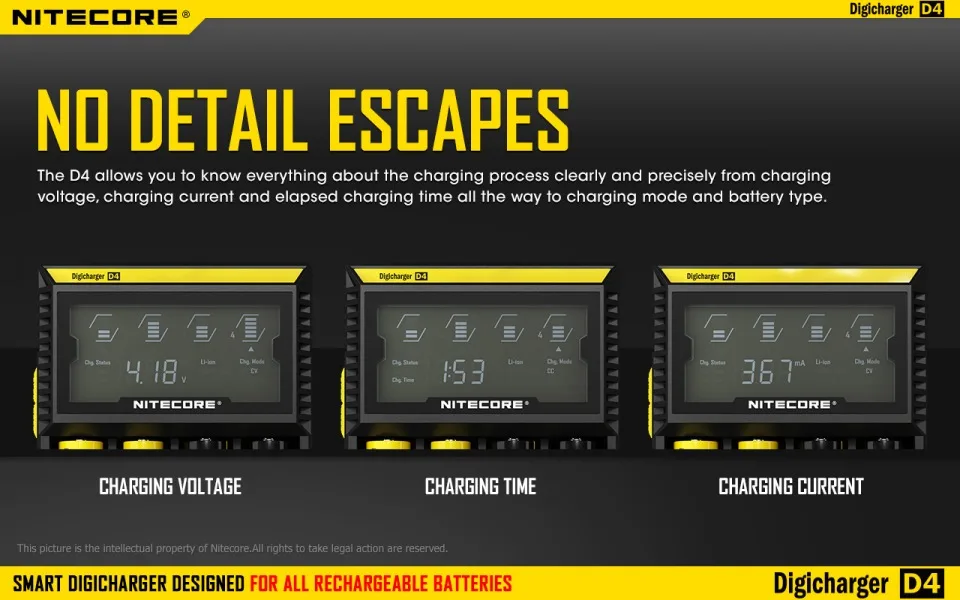 Nitecore SC4 D4 D2 I4 I2 цифровой процессор inteligente ЖК-схема Global de seguros Li-Ion 18650 14500 16340 26650 de cargador