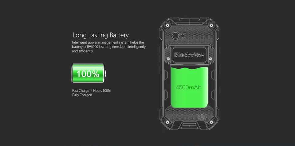 Blackview BV6000 4," Смартфон Android 6,0 3G+ 32G IP68 водонепроницаемый мобильный телефон MTK6755 Восьмиядерный 13MP NFC 4500mAh 4G мобильный телефон