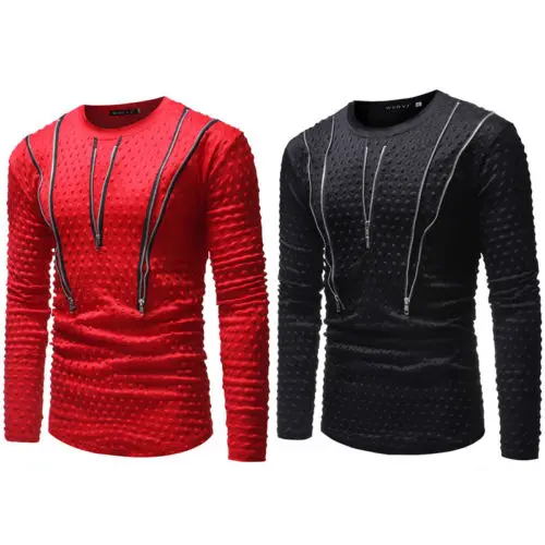 Модные Для мужчин Slim Fit с длинным рукавом и круглым вырезом облегающая футболка