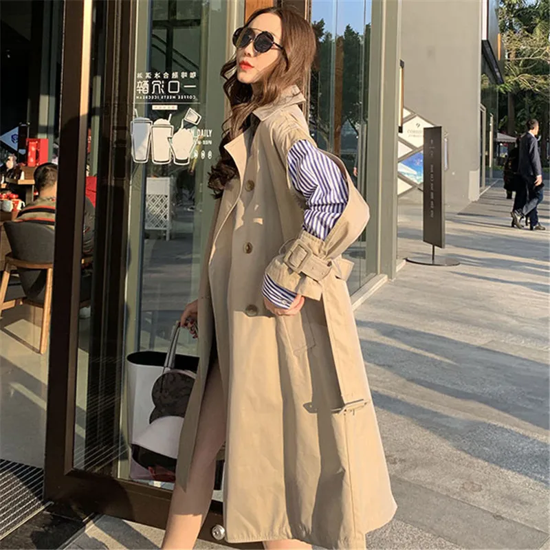 Женская ветровка средней длины в Корейском стиле осенняя Свободная верхняя