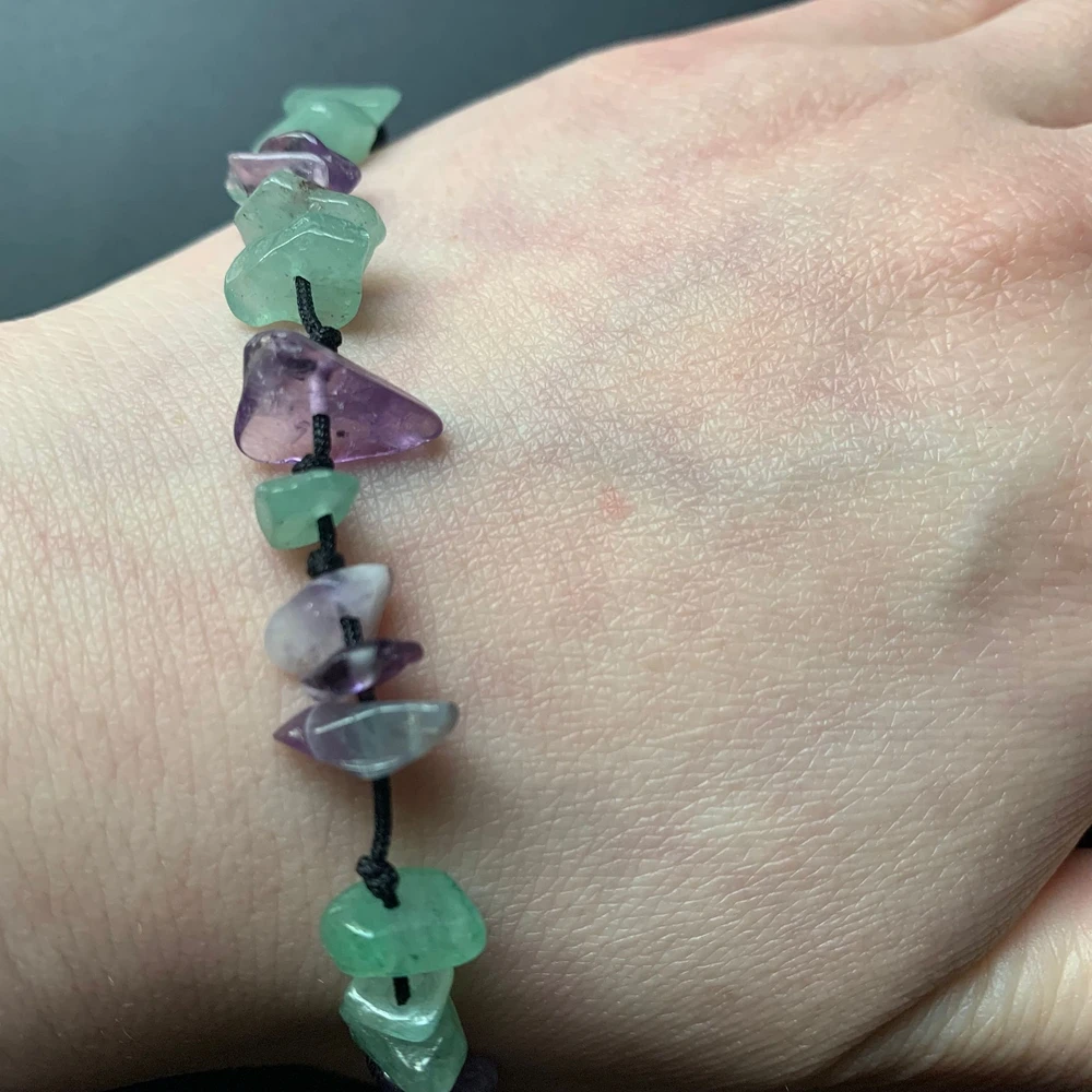 Натуральный Аметист кристалл зеленый авантюрин чипсы бусины браслет рейки