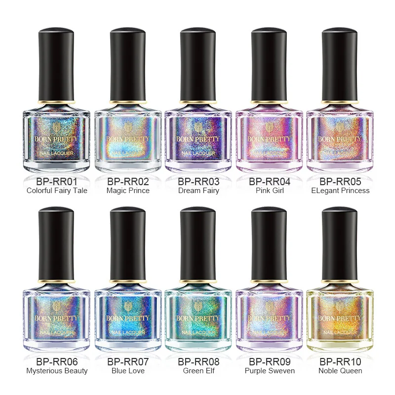 BORN PRETTY Deluxe голографический лак для ногтей с лазерным блеском лак для ногтей 6 мл голографический Блестящий цветной лак для ногтей маникюрный лак
