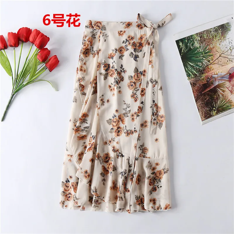 Женские богемные пляжные шифоновые юбки женские летние 2019 Новые цветочные рыбий