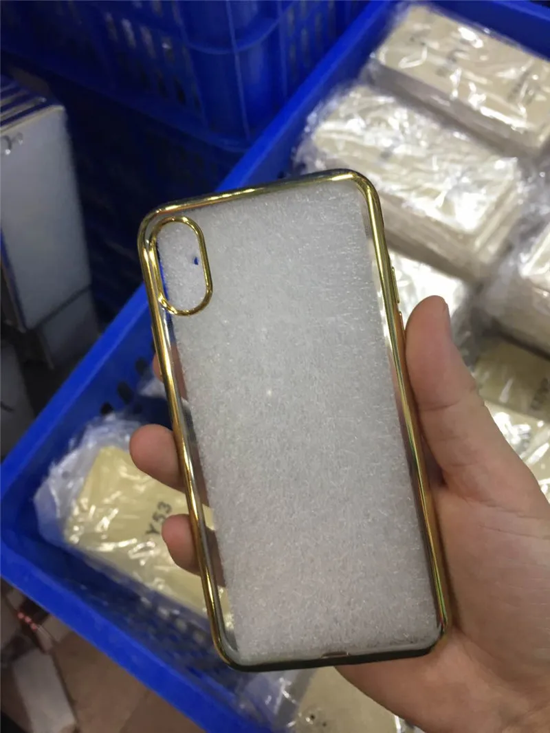 100 шт./лот ТПУ розовое золото покрытие кристально чистый чехол для iPhone X чехлы 7 6 5 6s
