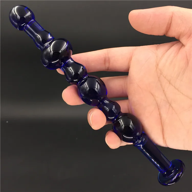 Blue long glass anal plug prostate massage butt beads dildo g spot stimulate adult sex toys for couples | Красота и здоровье