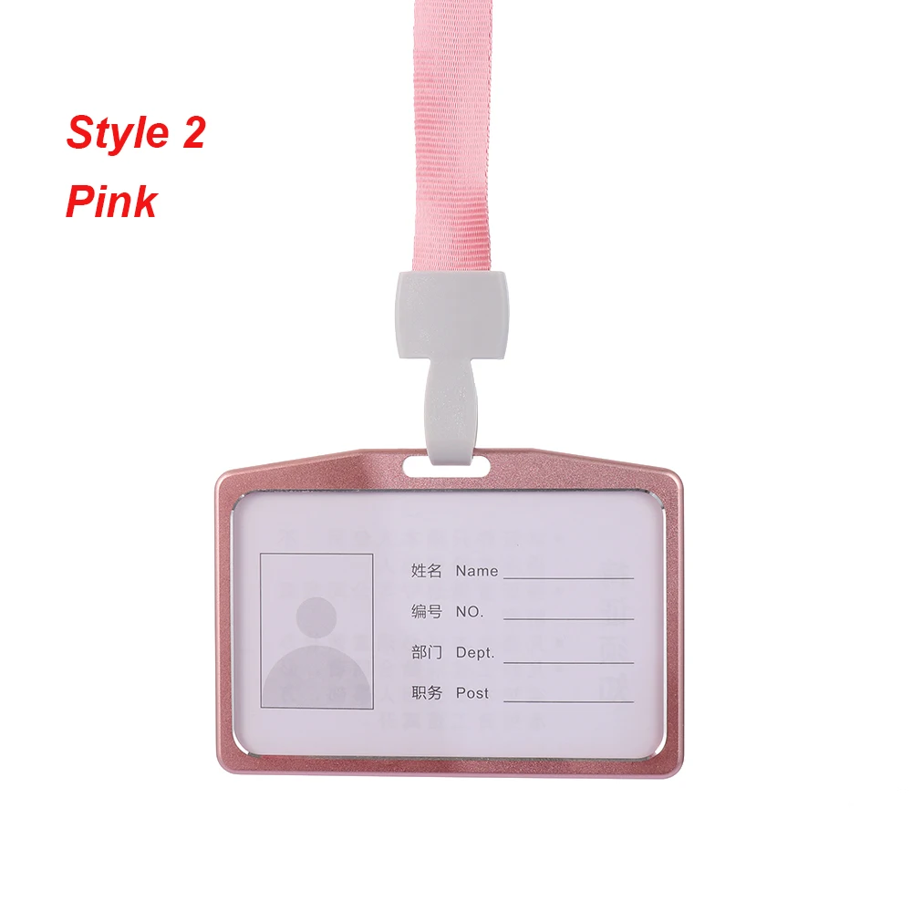 pink 1 шт. алюминиевый сплав держатель для карт имя работника ID карта Обложка металлический рабочий сертификат удостоверение личности значок ID Бизнес чехол - Цвет: pink