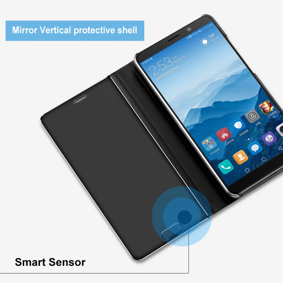 Smart Clear View зеркало флип чехол для huawei Honor Примечание 10 9 P20 Lite Коврики 20X10 про вид 20 Nova