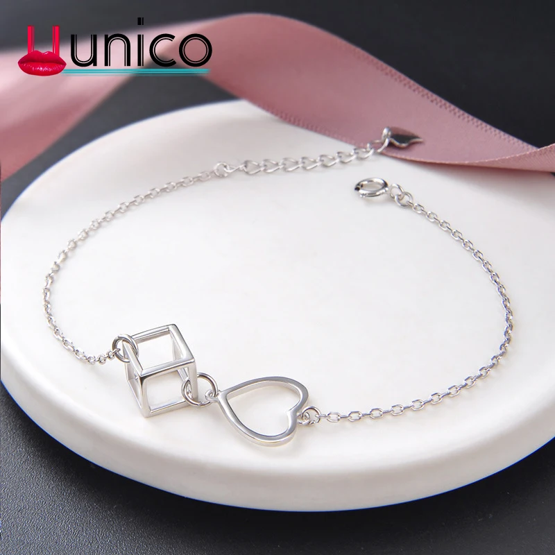UUNICO 2018 trend Fashion Lady Creative Bracelet Heart-Shaped AAA+ Zircon Birthday Gift low price promotion | Украшения и