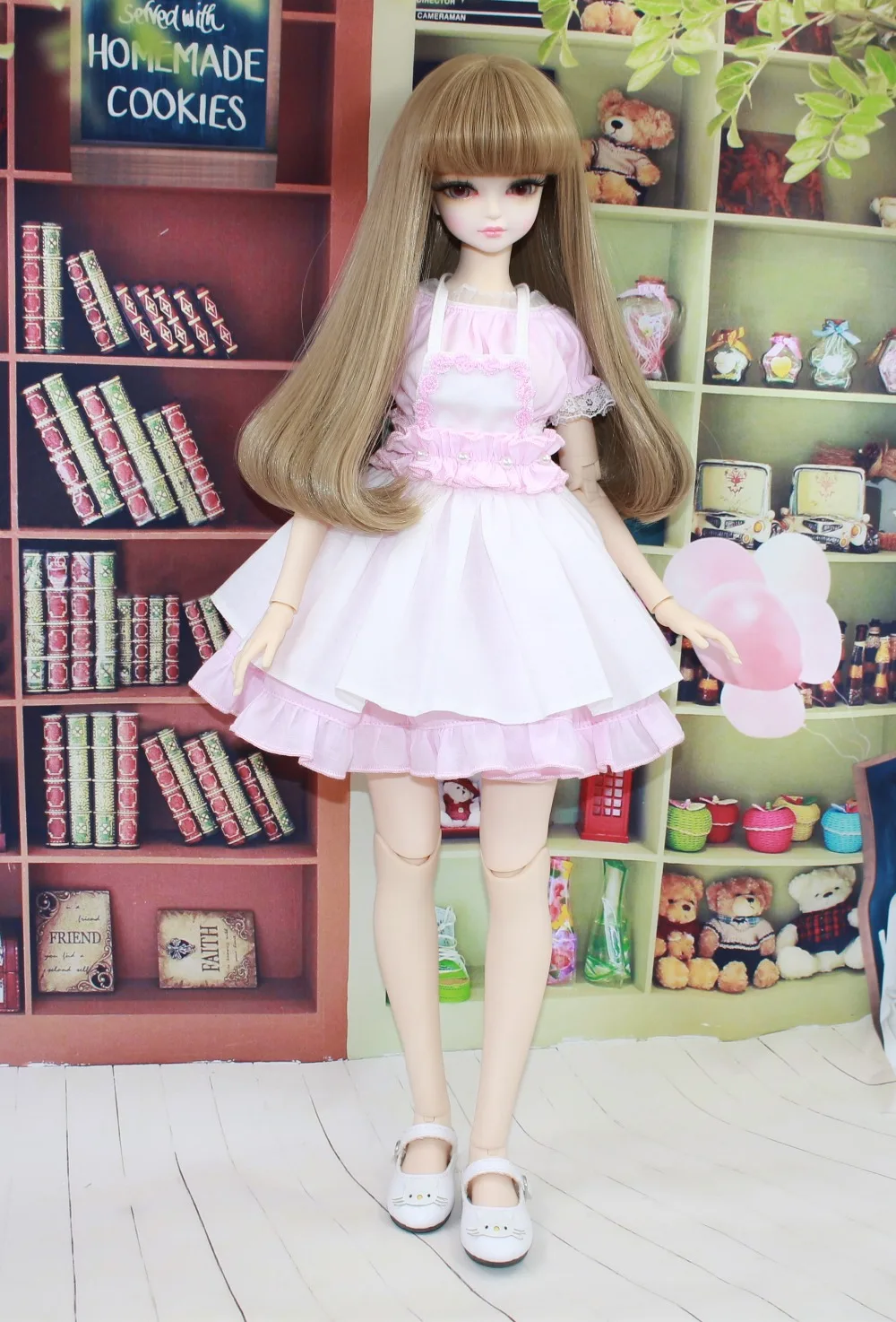 Forturn days только для 1/4 bjd 45 см кукла розовое платье горничной ремень фартук Лолита Принцесса костюм одежда подарок игрушка