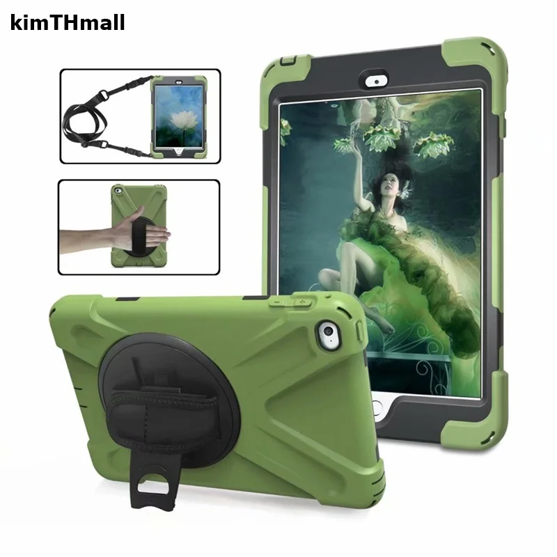 

Чехол для Apple iPad Pro 9,7 "Чехол-подставка с длинным ремешком на плечо сверхмощный силиконовый чехол для iPad Pro 9,7 A1673/A1674/A1675 чехол