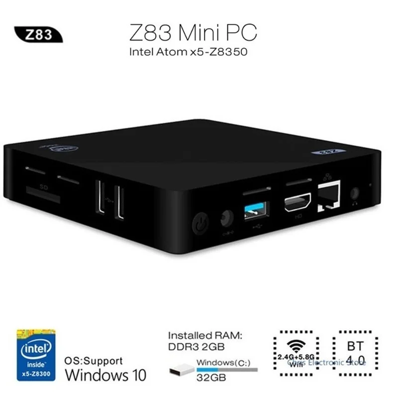Z83II мини-ПК Windows 10 Intel Atom x5-Z8350 четырехъядерный 2G 3 2G/4G 64G Smart tv Box 2,4G 5,8G WiFi ТВ-приставка MInipc медиаплеер