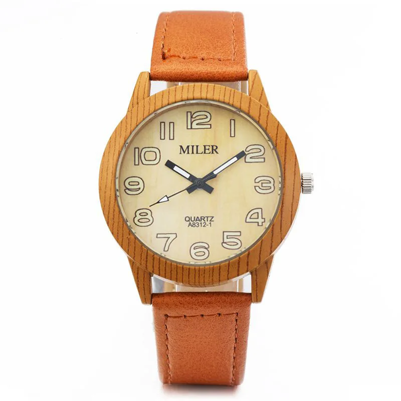 Мужская Новая Мода моделирование Бамбука Деревянный Наручные Часы С Кожа