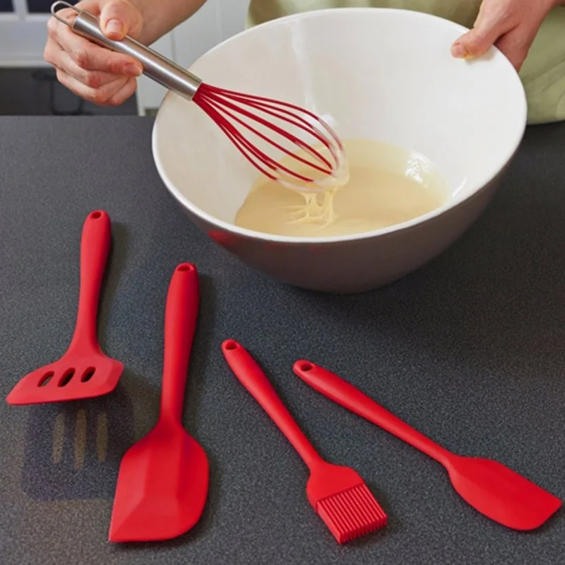 5 Pieces Kitchen Accessories Silicone Cooking Tools Set Spatula Spoon Ladle Spaghetti Server Slotted Turner Home Utensil | Дом и сад