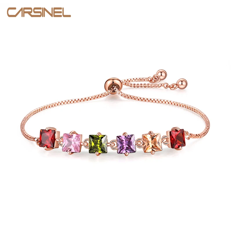CARSINEL брендовые квадратные Красочные кубические циркониевые очаровательные