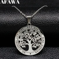 tree of life stainless steel chain necklace women black enamel silver color necklaces pendants jewelry colgante arbol de la vida
