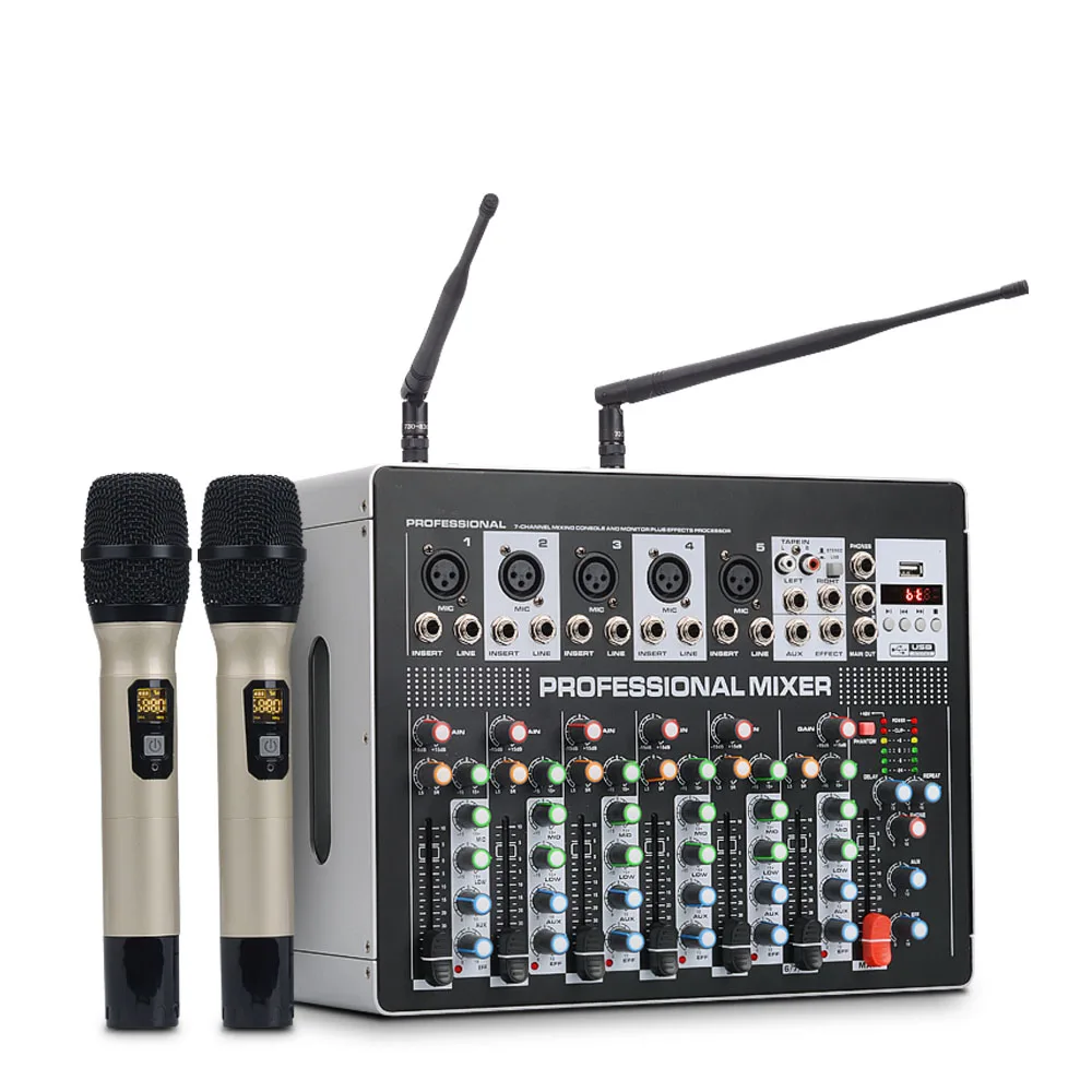 Mic mixer TKL контрольно-DSP8 7 канальный усилитель, работающий на основании технологии "блютус" с Wiress микрофон DJ микшерная консоль с USB 48V Phantom Мощность микрофона для караоке стадии - Цвет: Mic mixer