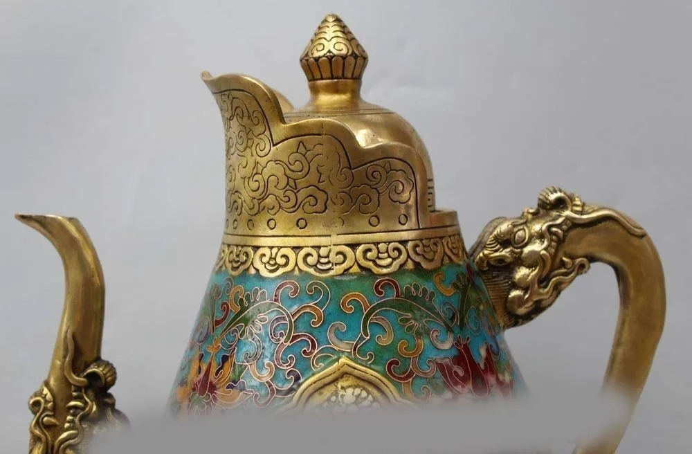 11 &quotКлеймо Китайский Китай Перегородчатой Фиолетовый Бронзовый Дракон Вино Tea Pot