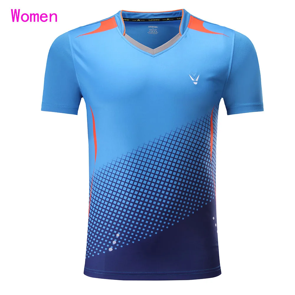 Woman Blue Shirt Китайская рубашка для бадминтона для мужчин/женщин/детей, Спортивная футболка для пинг-понга, теннисные футболки, майки для настольного тенниса, Masculino Mujer XS-4XL - Цвет: Woman Blue Shirt