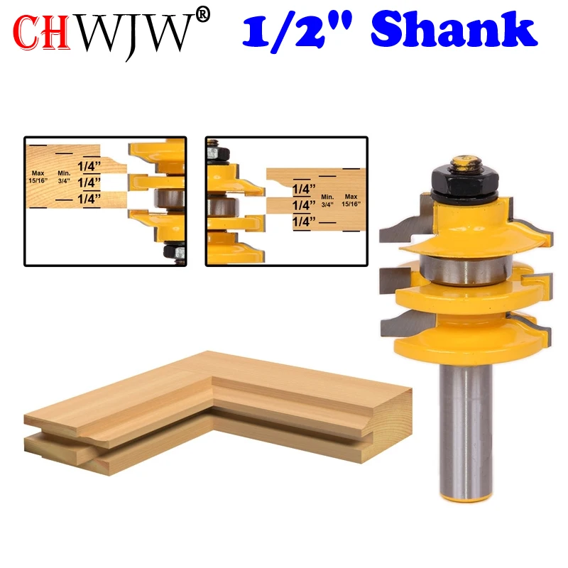 

1 pcs 1/2" Shank Rail & Stile Router Bit Ogee Stacked Wood Cutting Tool woodworking router bits- Chwjw 12121