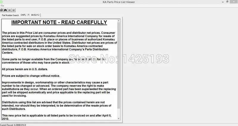 

Komatsu KPL (DNPL76) PRICE list 2016